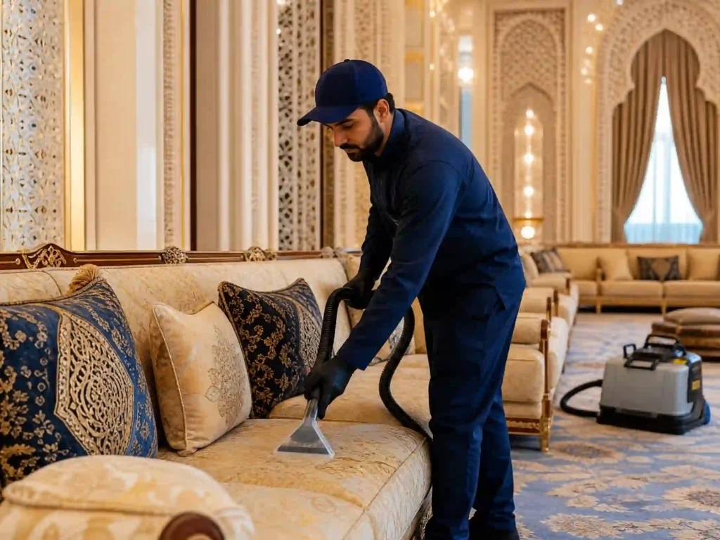 غسيل مجالس بالبخار في الإمارات وإزالة البقع من المجالس العربية
