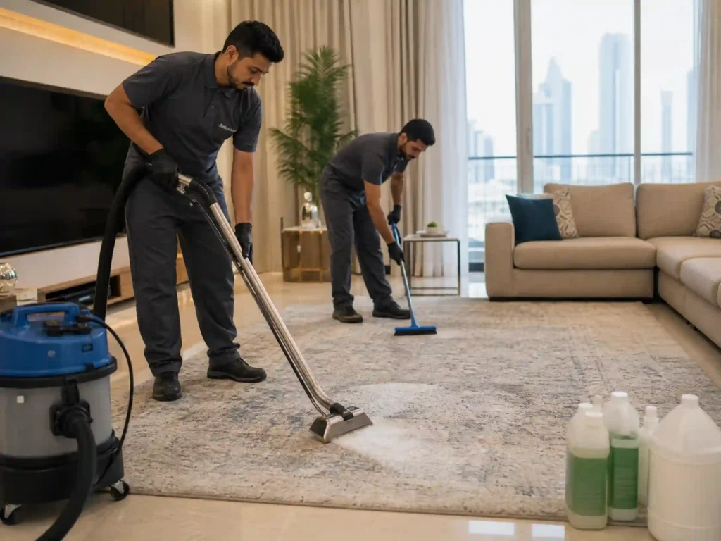 تنظيف سجاد فلل في الإمارات مع غسيل السجاد وتجفيفه داخل المنزل